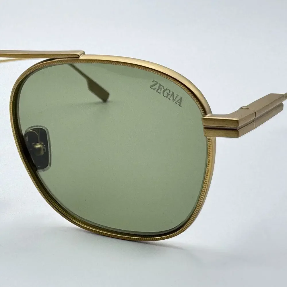 Ermenegildo Zegna Sunglasses EZ0290 35N Matte Light Bronze Frame Green Lens 53mm